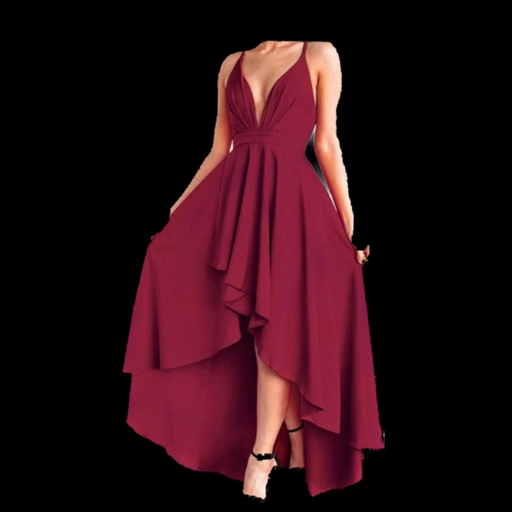 Cupshe Crisscross High Low Red Dress